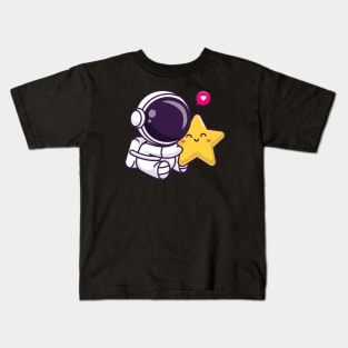 Cute Astronaut Hug Cute Star Cartoon Kids T-Shirt